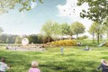 Visualisierung der Bürgerwiese mit einem großen Spielplatz